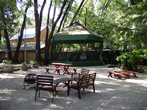 Picnic and barbecue area at Cedar Lodge Motel